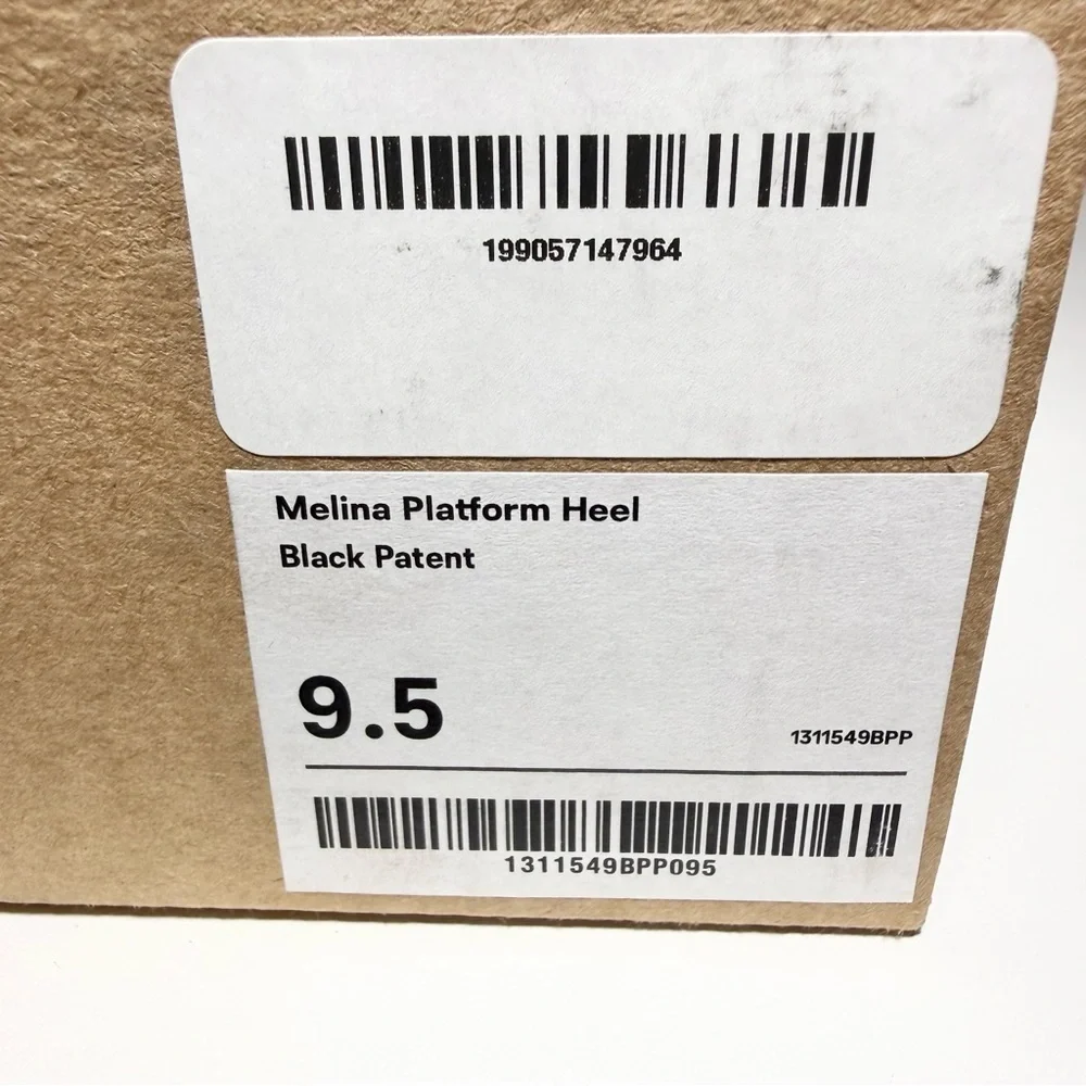 Reformation Melina Platform Heel in Black Patent